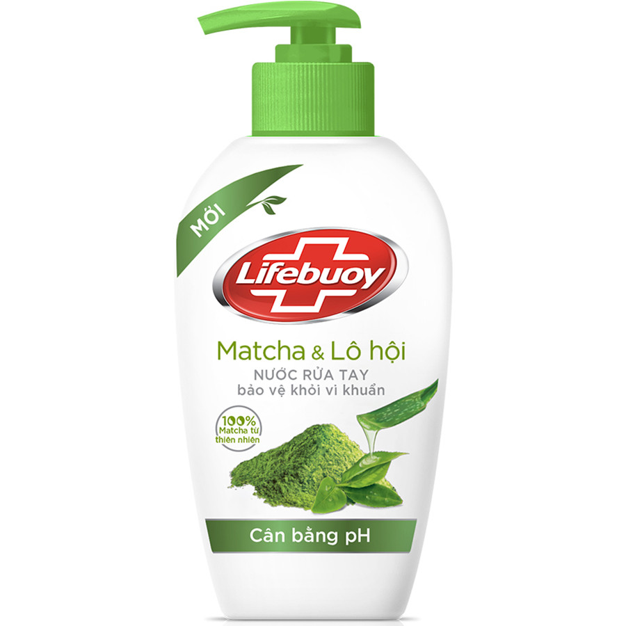 Nước Rửa Tay Diệt Khuẩn Cân Bằng pH Lifebuoy Matcha Và Nha Đam (180g)