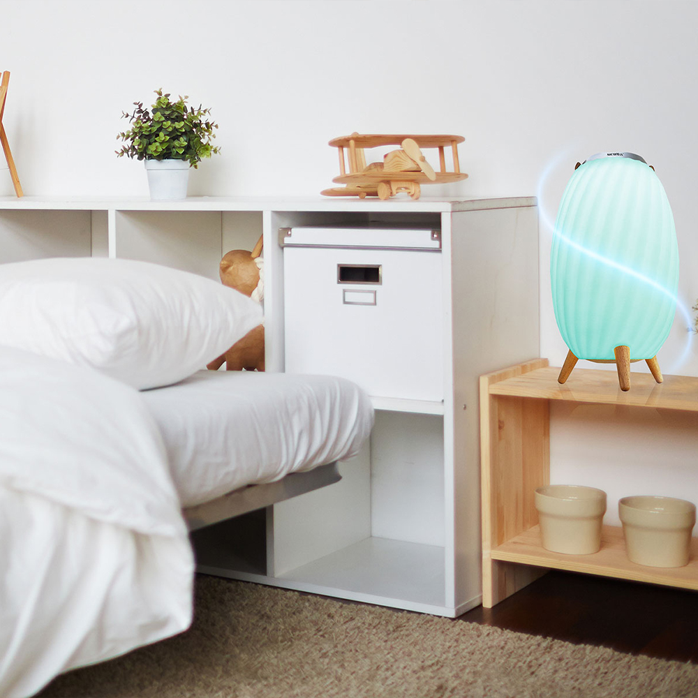 [Hàng Chính Hãng] Loa bluetooth trang trí đèn ngủ 7 màu đèn, chân đế bằng gỗ cao cấp chống mục SoundMax AL-22 | AL22 - Loa Nghe Nhạc kiêm đèn ngủ sang trọng