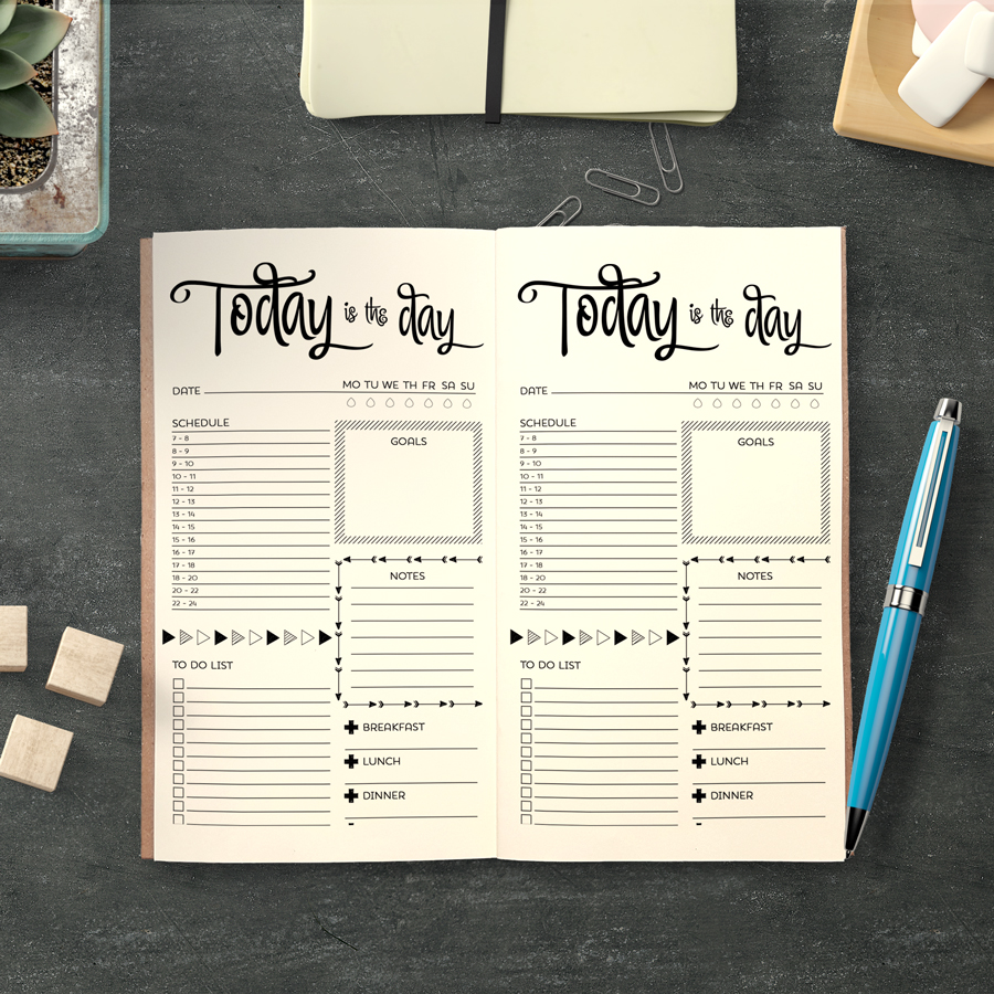Sổ tay planner Vui Mỗi Ngày bìa cứng 21×11 to-do list, thời gian biểu, check list, nhắc việc, lịch hẹn – Bìa Xi Măng Vàng