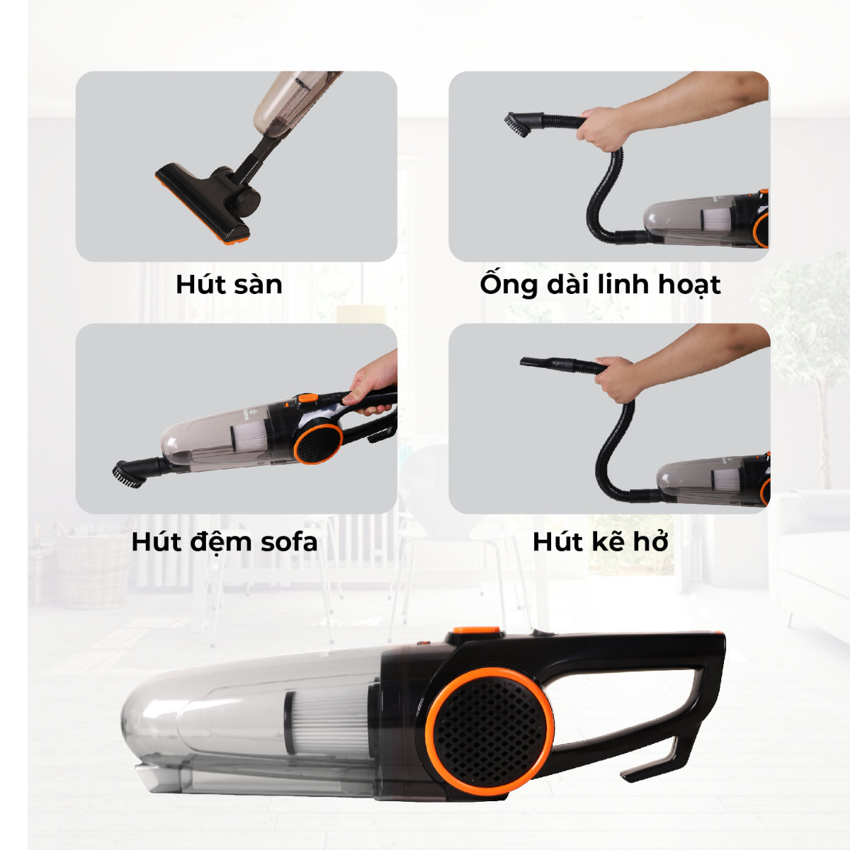 Máy hút bụi cầm tay đa năng cao cấp Kalpen V1/ V2 công suất 1000W, chuẩn Đức - Hàng chính hãng