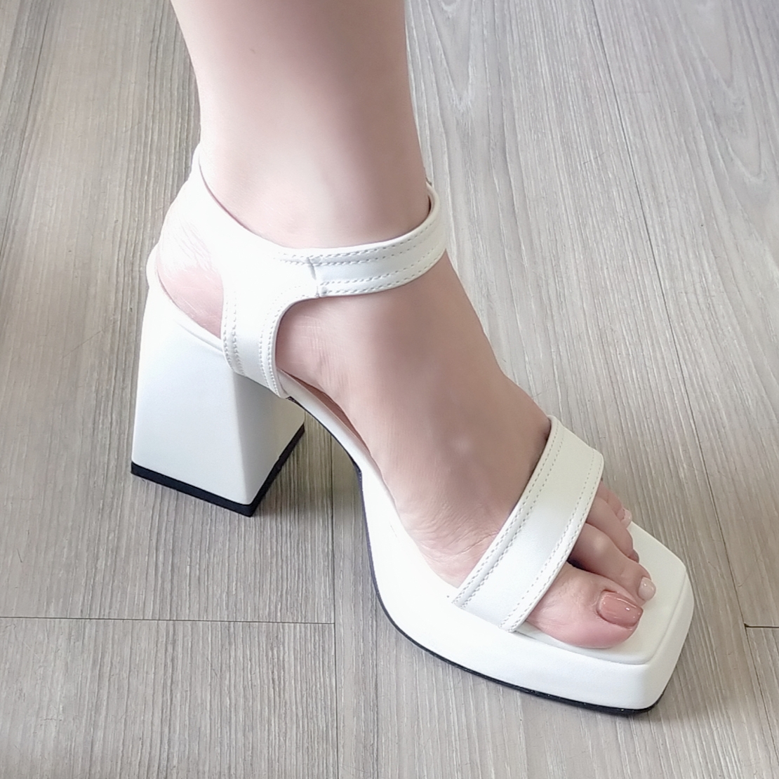 Sandal nữ cao gót quai ngang, da mờ cao cấp ROSATA RO468 cao 8p- Trắng, Nâu - HÀNG VIỆT NAM - BKSTORE