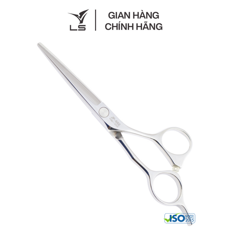 Kéo cắt tóc LS lưỡi thẳng quai offset vênh đỡ ngón cố định JP552