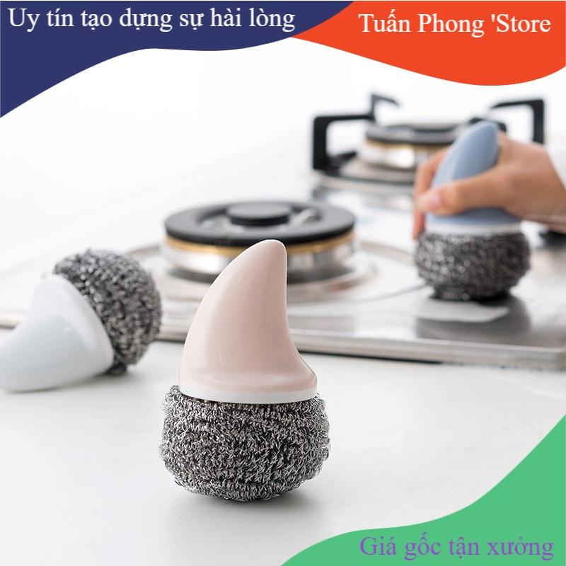 Dụng Cụ Chà Rửa Xoong Nồi Nhiều Màu Có Tay Cầm Vây Cá