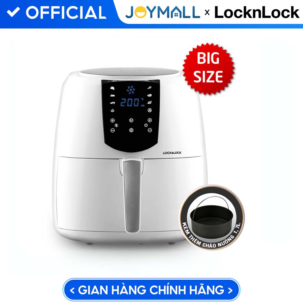 Nồi Chiên Không Dầu Lock&amp;Lock EJF357WHT (5.2 Lít) - Hàng Chính Hãng