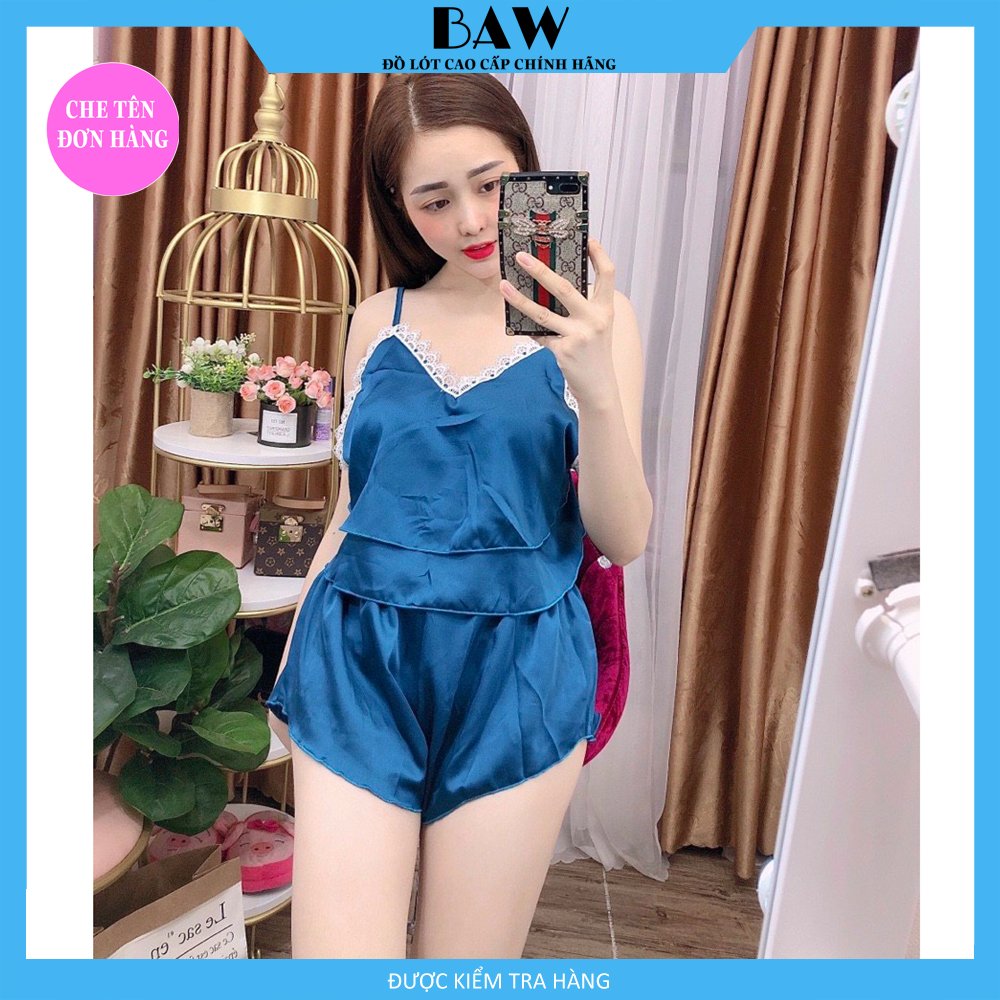 Đồ Ngủ Hai Dây Lụa Satin Cao Cấp Sexy Quyến Rũ Thương Hiệu Baw, Chất Liệu Lụa Mát Mịn Nhẹ Nhàng Cực Kỳ Lôi Cuốn NT708 (hình thật shop tự chụp)