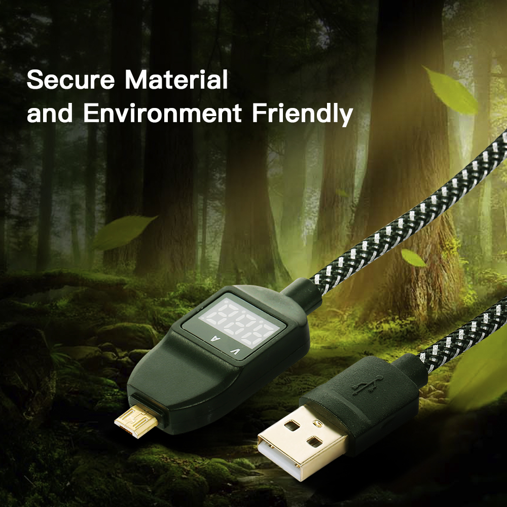 Cáp Sạc Micro USB 1m Hiển Thị Điện Áp Cho Pin Sạc Dự Phòng
