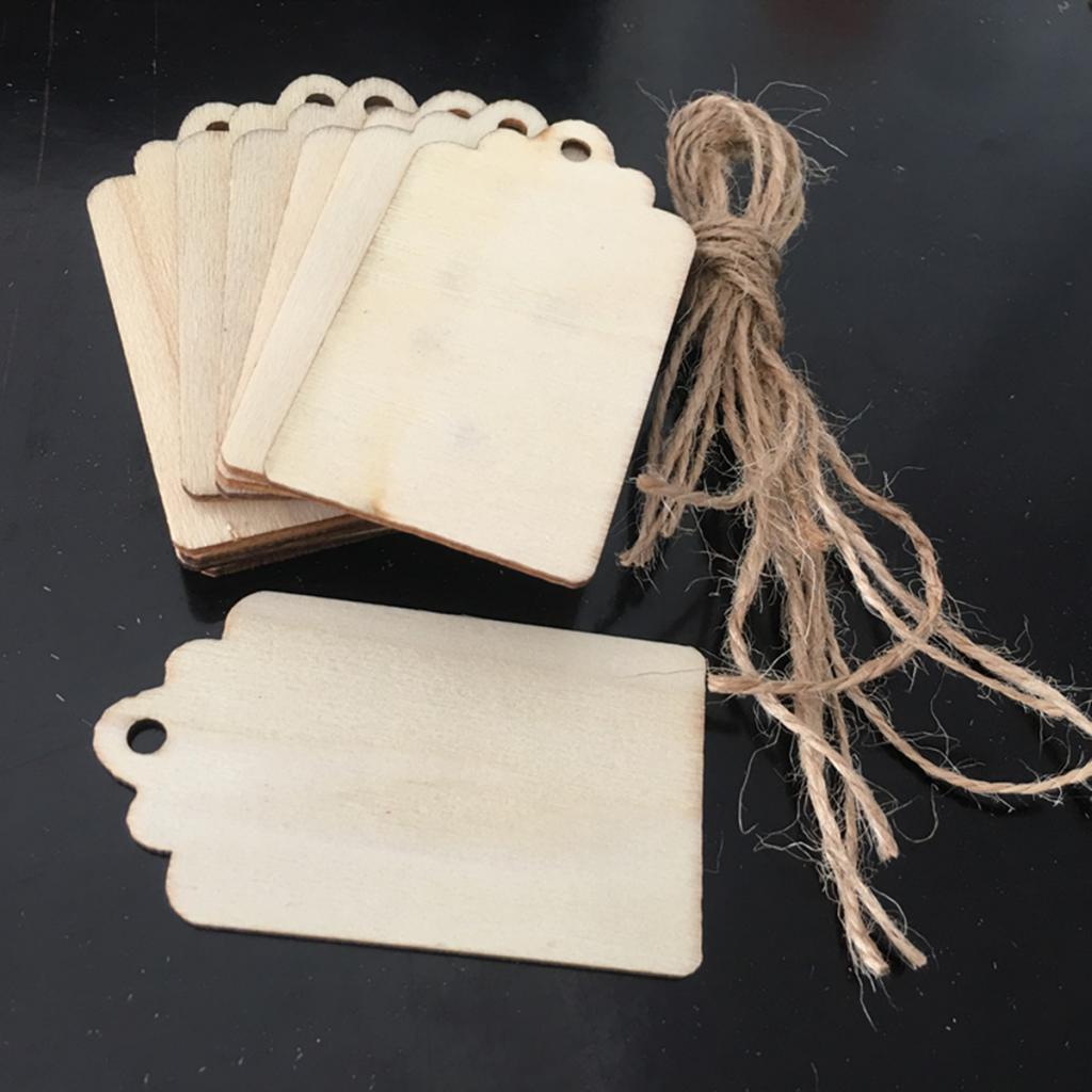150Pcs Natural Blank Wooden Rectangle Gift Tags for Wedding Party with Rope