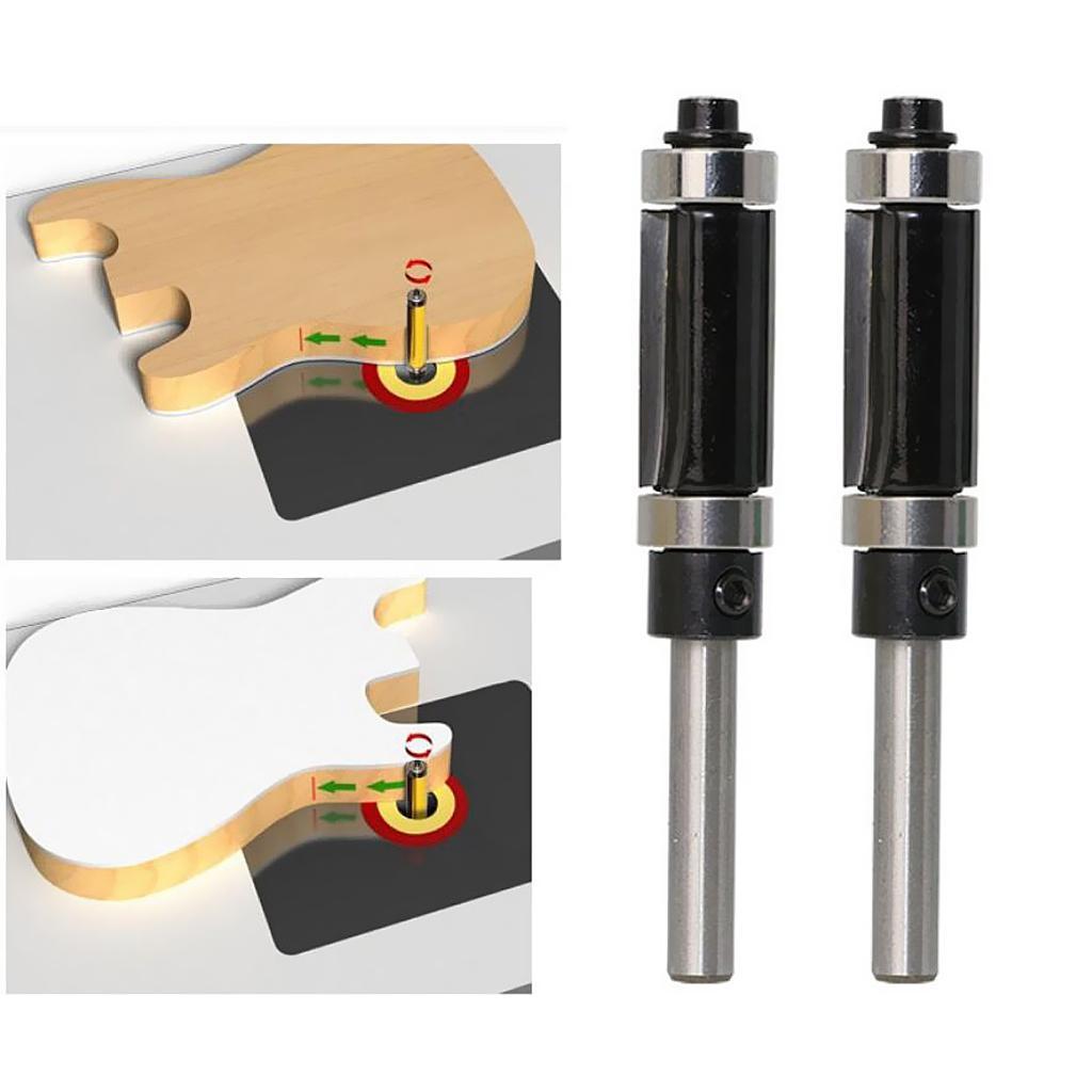 1 Set 1/4" Shank Top &amp;Bottom Bearing Flush Trim Router Bit For Woodworking