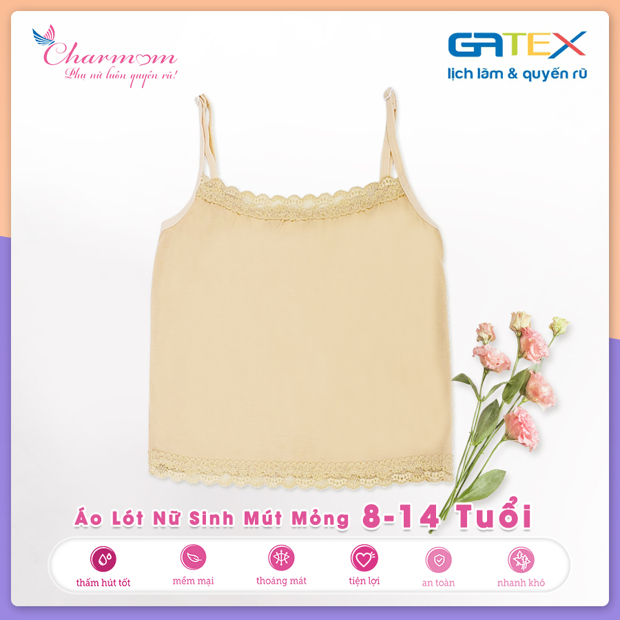 Set 2 Áo Lót Lá Bé Gái Form Dài GATEX Cotton Cao Cấp Charm teen từ 8 đến 14 tuổi