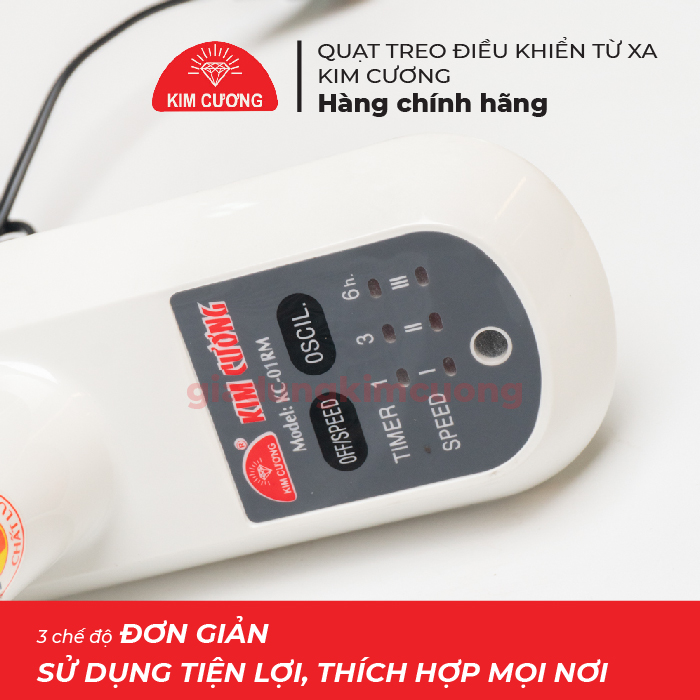 Quạt Treo Tường Remote Kim Cương - Điều Khiển Từ Xa - Hàng Chính Hãng