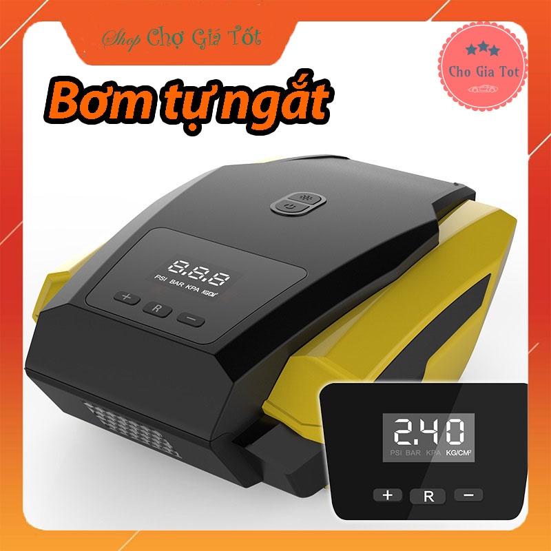 Máy bơm lốp ô tô 12V TỰ NGẮT dung tích xi lanh 22 có đèn chiếu sáng