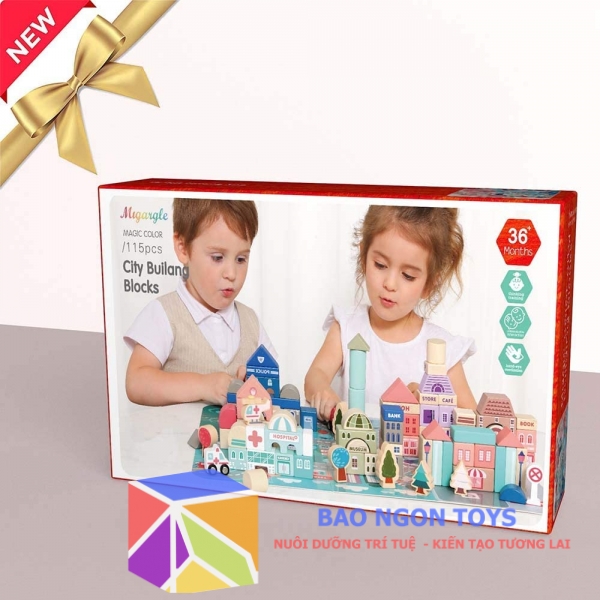 ĐỒ CHƠI XẾP HÌNH THÀNH PHỐ BẰNG GỖ 115 CHI TIẾT GIÚP TRẺ PHÁT HUY ÓC SÁNG TẠO VÀ SỰ KHÉO LÉO - DG104