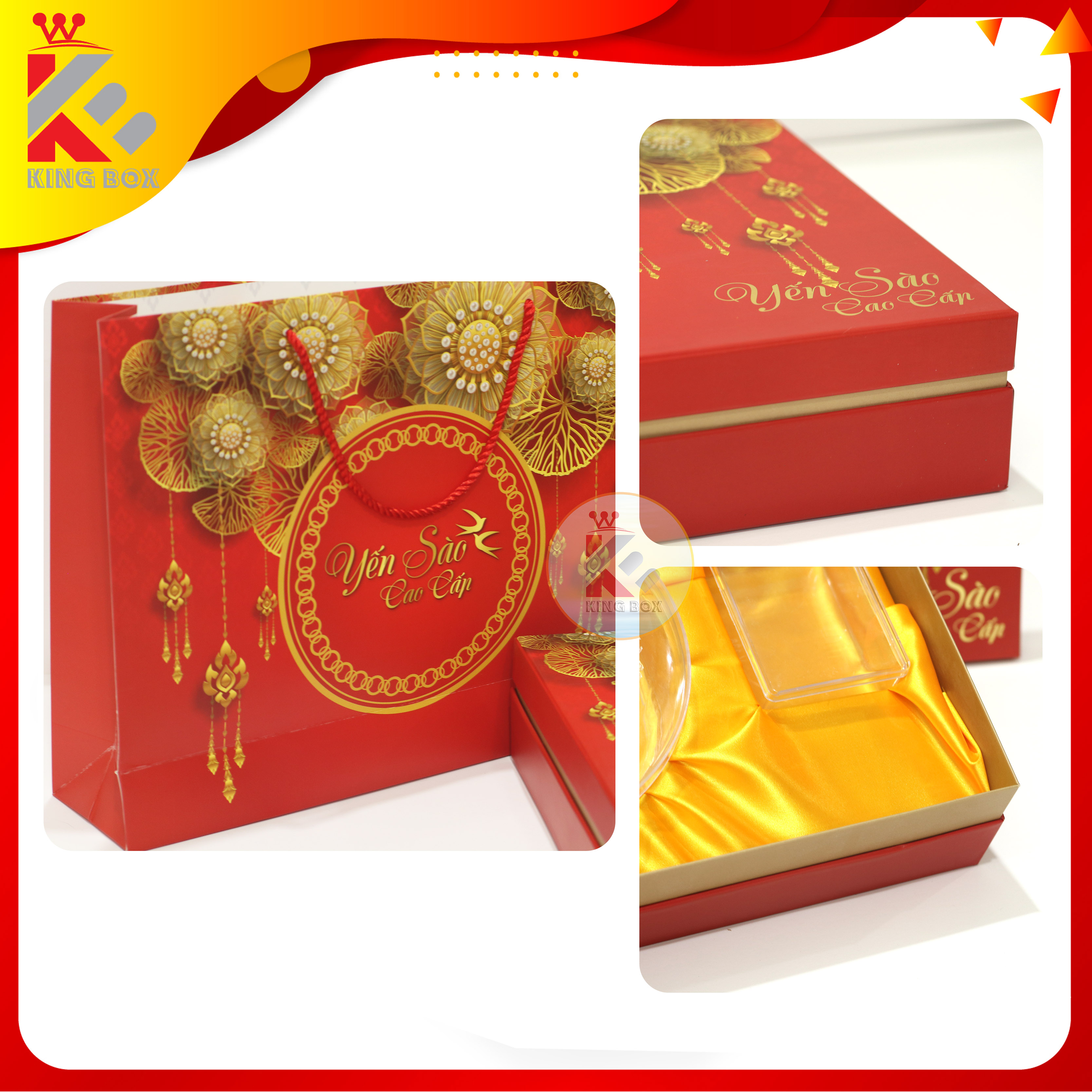 Hộp đựng yến tinh chế cao cấp 100g KINGBOX (khay 1 hộp đường)