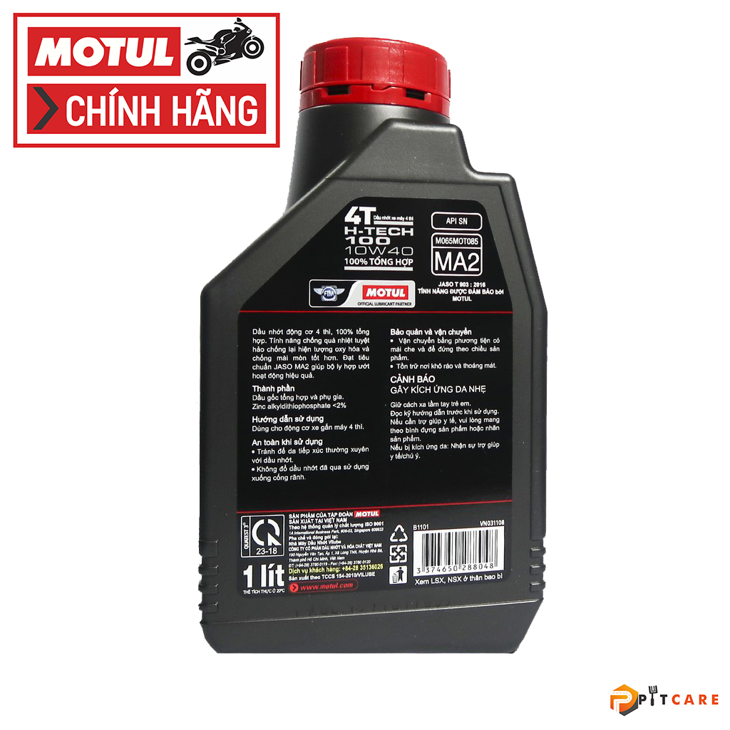 Nhớt Tổng Hợp Cho Xe Máy Motul H Tech 100 4T 10W40 Có Chiêt Lẻ