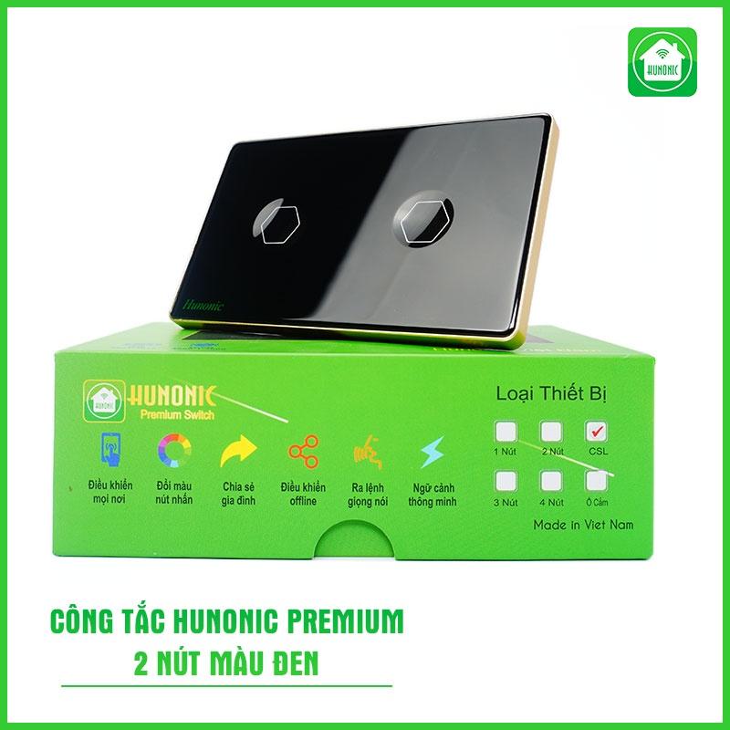 Công tắc thông minh Hunonic Premium Viền Vàng Kính Lõm cảm ứng 1/2/3/4 nút-Hàng Chính Hãng