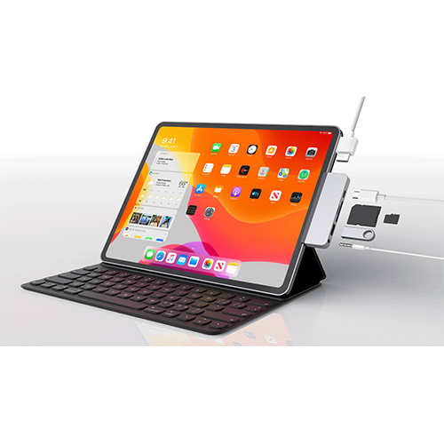 Hub 6 in 1 Hyperdrive USB-C cho iPad Pro 2018/2020 và thiết bị dùng cổng USB-C (HDMI 4K/60Hz) - HD319B - Hàng Chính Hãng