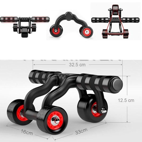 Con lăn tập cơ bụng 3 bánh AB Roller and Push Up Bar màu đen