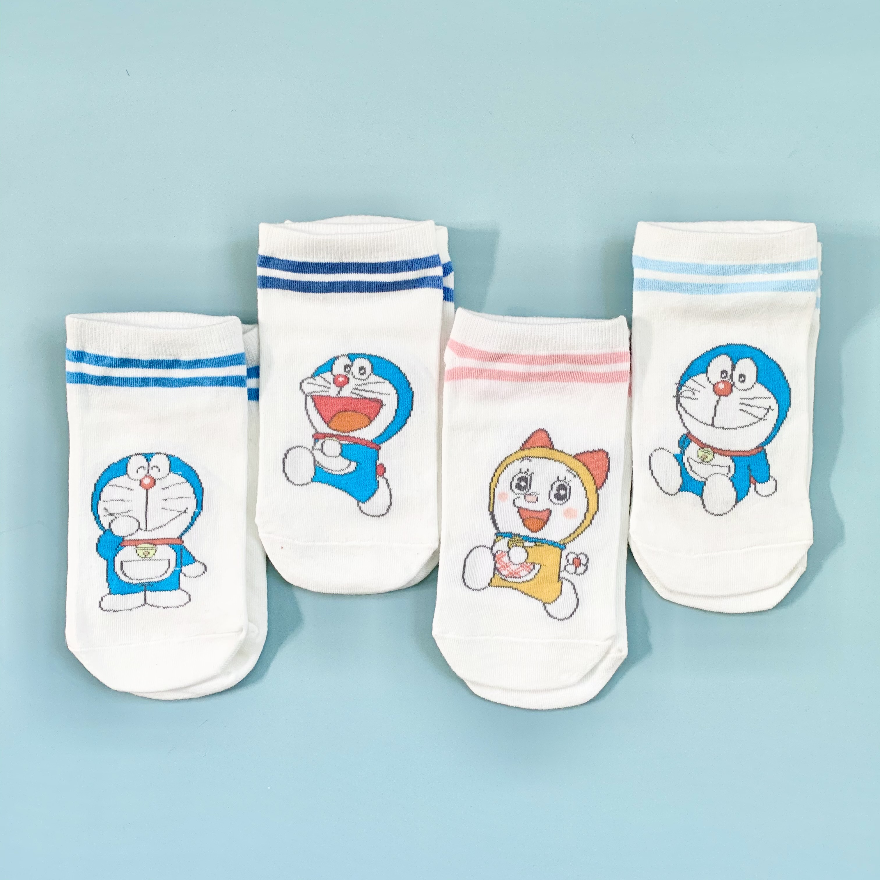 Set hộp 4 đôi tất nữ NICESOKS chất liệu cotton cao cấp, ngắn cổ thể thao, họa tiết Doraemon - NS5008FS - hàng chính hãng