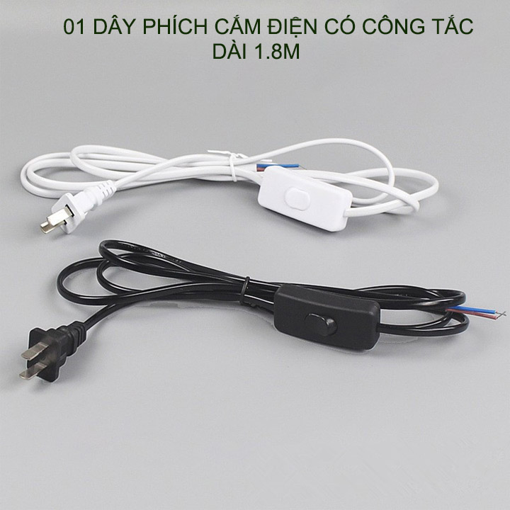 01 Dây phích cắm dẹt kèm công tắc tiện dụng, dài 1.8m