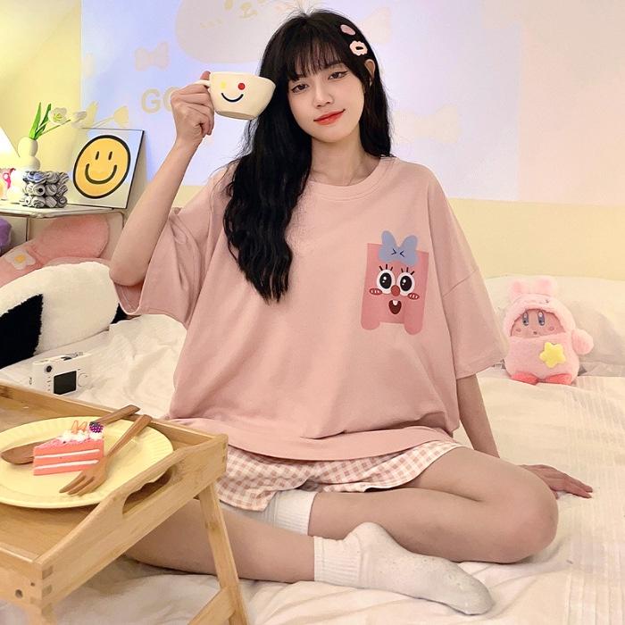 Đồ Bộ Cộc Hè Mới 2023 Mặc Nhà, Bộ Ngủ Ngắn Họa Tiết Vải Mềm Mại CCTT12