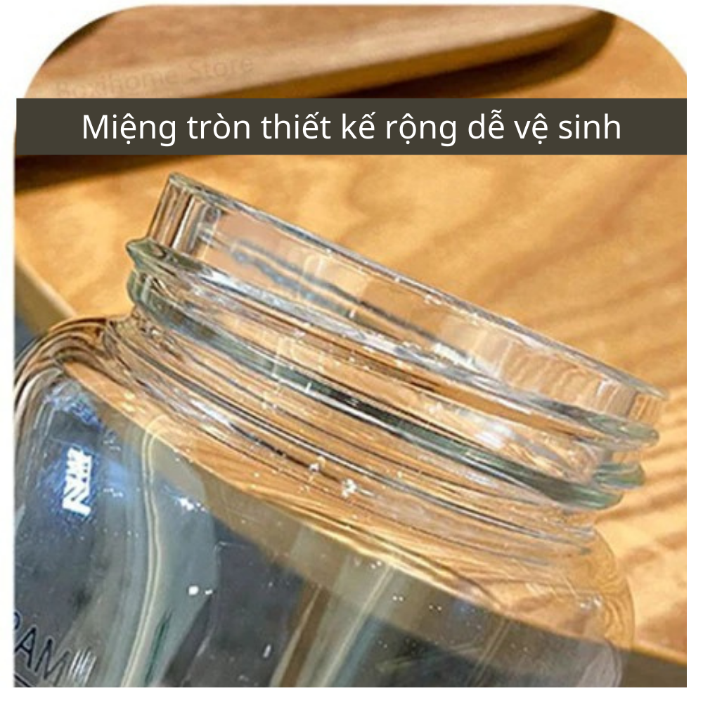 Bình nước thủy tinh chịu nhiệt nắp tre có lọc trà inox 304 TiLoKi TBN13 dung tích 700/1000ml