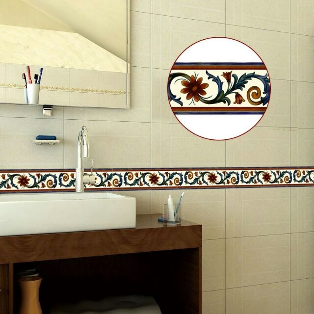Len dán viền tường xoắn hoa cuộn dài 10m (cao 10cm)
