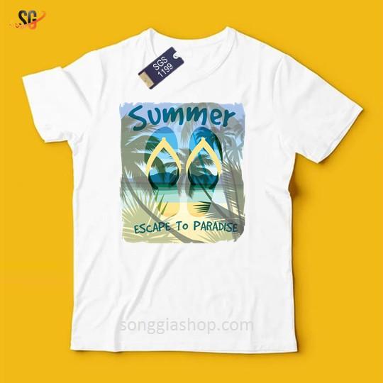 Áo Thun Summer Đôi Dép - Thun Cotton - Đủ size Nam Nữ SGS1199