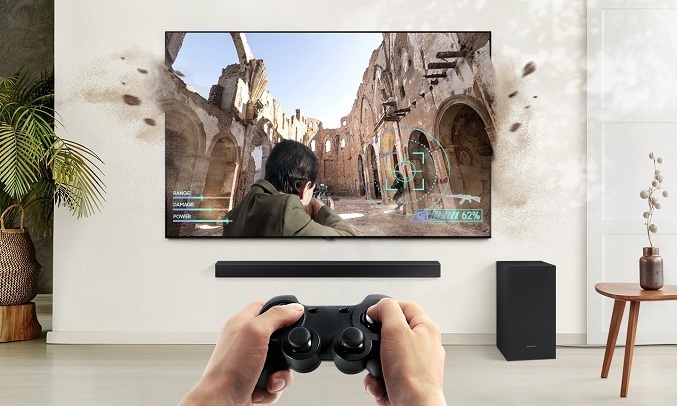 Sử dụng chế độ Game mode của loa soundbar Samsung 2.1 HW-T420