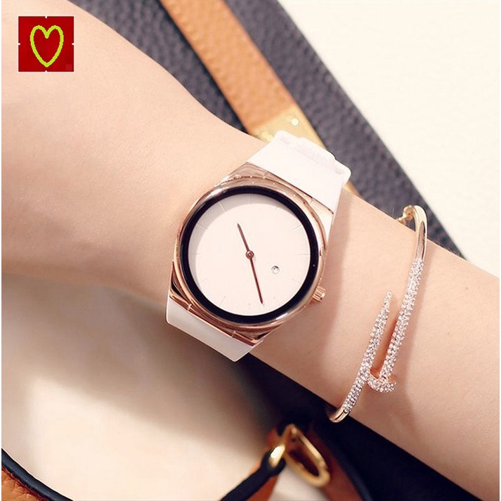 Đồng hồ thời trang nữ DOHORA VN DSDH103 mặt tròn có lịch dùng pin mẫu mới cực hot máy pin chống nước sinh hoạt nhẹ dây Silion dành cho học sinh cấp 2 sinh viên - Hàng nhập khẩu