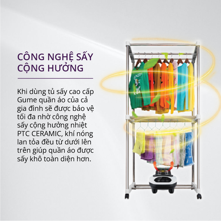 Tủ Sấy Quần Áo Di Động GUME Màu Xanh Than - Hàng Nhập Khẩu Hàn Quốc