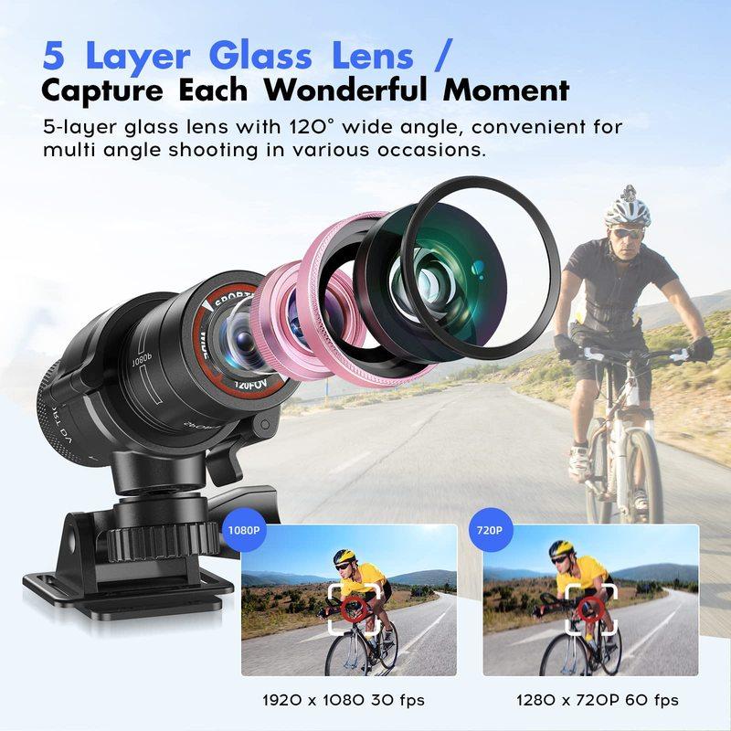 Camera hành động F9 HD 1080p Xe máy Máy ảnh mũ bảo hiểm xe máy ngoài trời DV Video DVR Audio Recorder Dash cam cho xe đạp xe hơi