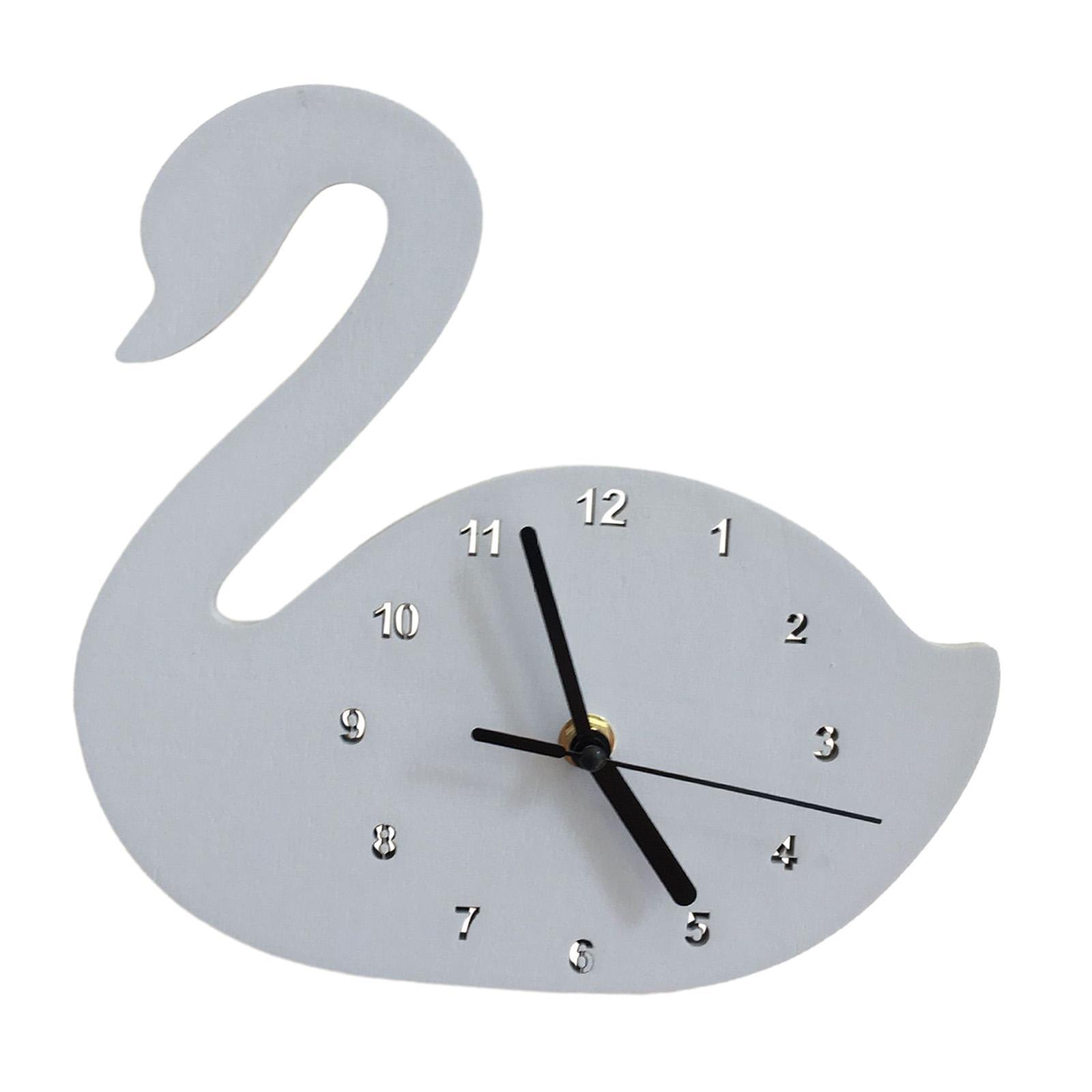 Swan Wall Clock, Lovely Silent Animal Wooden Wall Hanging Decor Cute for Office, Living Room, Bedroom, Kids Room, Home