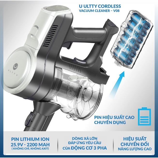 Máy Hút Bụi Lau Nhà Đa Năng ULTTY V08, Lực Hút Mạnh, Làm Sạch Sâu, Pin Trâu, BH 24 Tháng