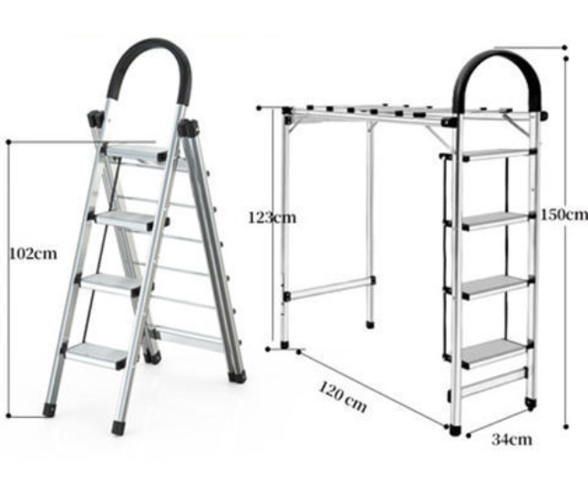 Thang nhôm xếp gấp kiêm giàn phơi quần áo Foldable Clothes Drying Rack, Aluminum Alloy Step Ladder