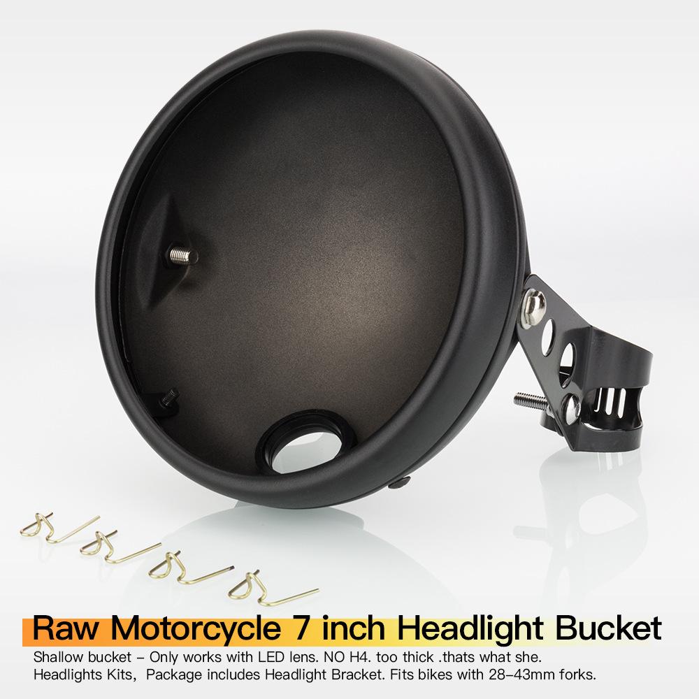Nòng vỏ đèn pha 7 inch được sửa đổi trên mô tô thuận lợi nhất phù hợp với đèn pha LED Wrangler 7 inch nòng nông với giá đỡ đèn pha