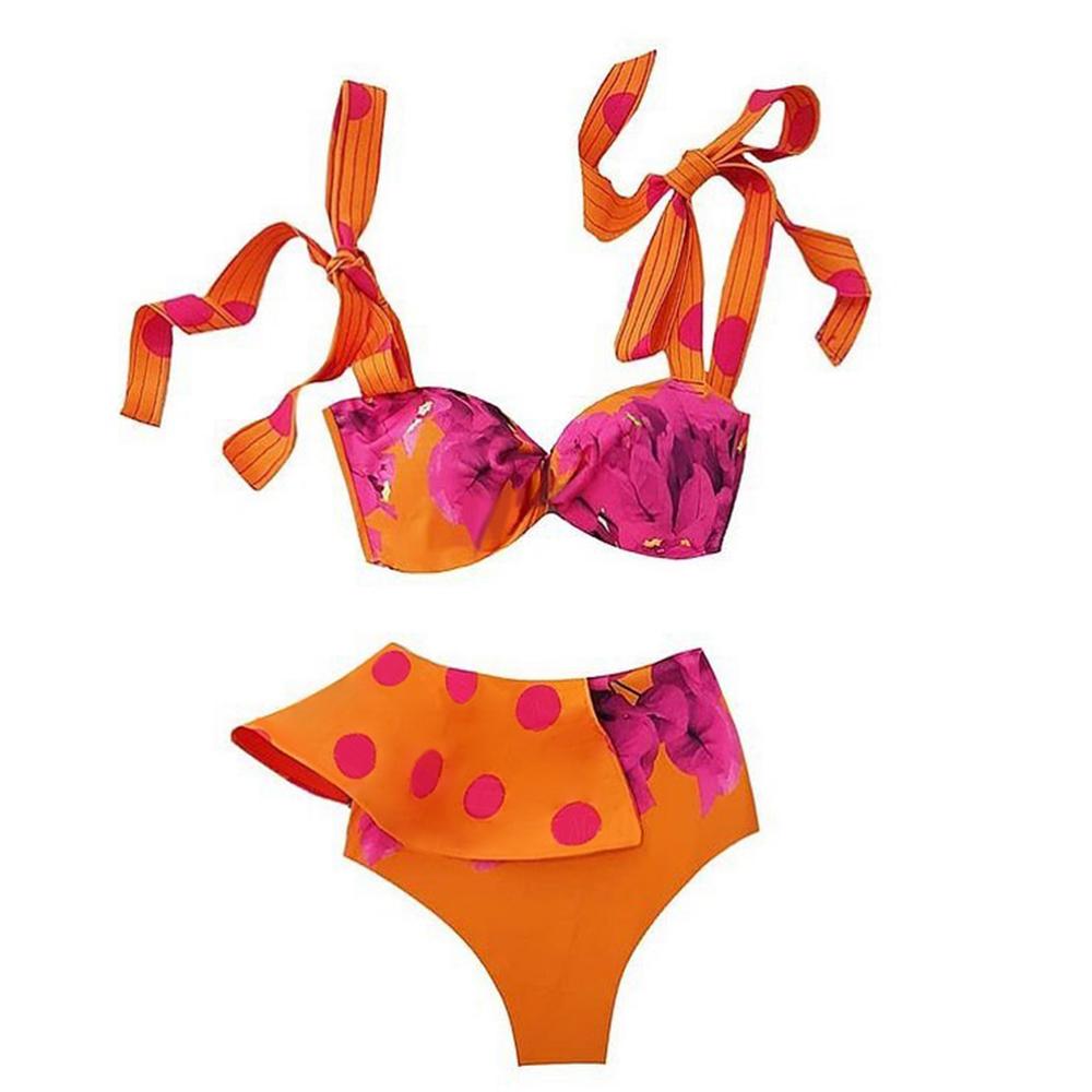 2021 Mới Dây Thiết Kế Quai Nữ Xù Đồ Bơi Cao Cấp Bikini Đồ Bơi Nữ 2 Mảnh Bikini Bộ Bather Áo Tắm BƠI