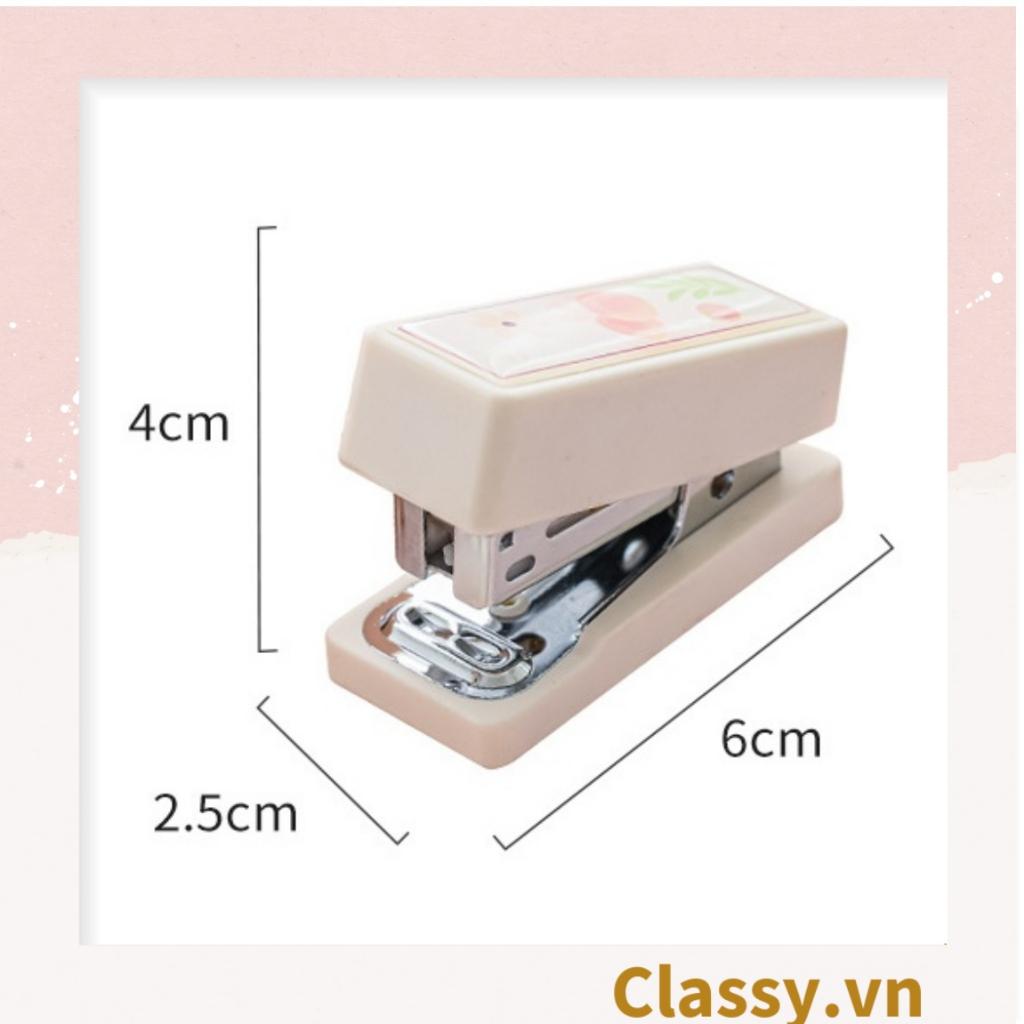 Bộ 400 Ghim bấm giấy Classy màu hồng đào xinh xắn, đi kèm bấm giấy văn phòng phẩm tiện lợi PK1694