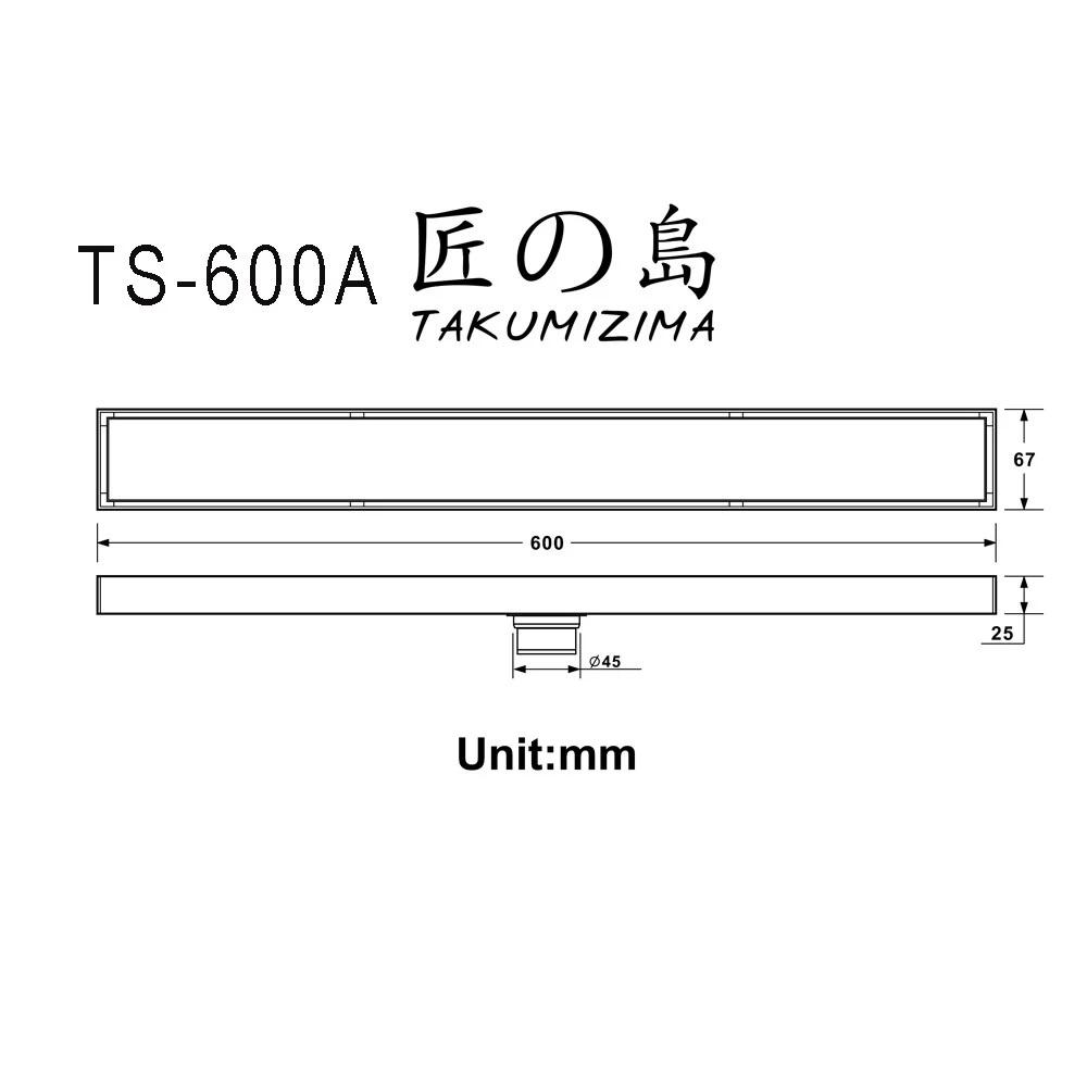 Phểu thoát sàn loại dài Lọc rác ngăn Mùi hôi, Côn trùng TS-600A1 dùng cho Phòng tắm, nhà Vệ sinh (Ø60)