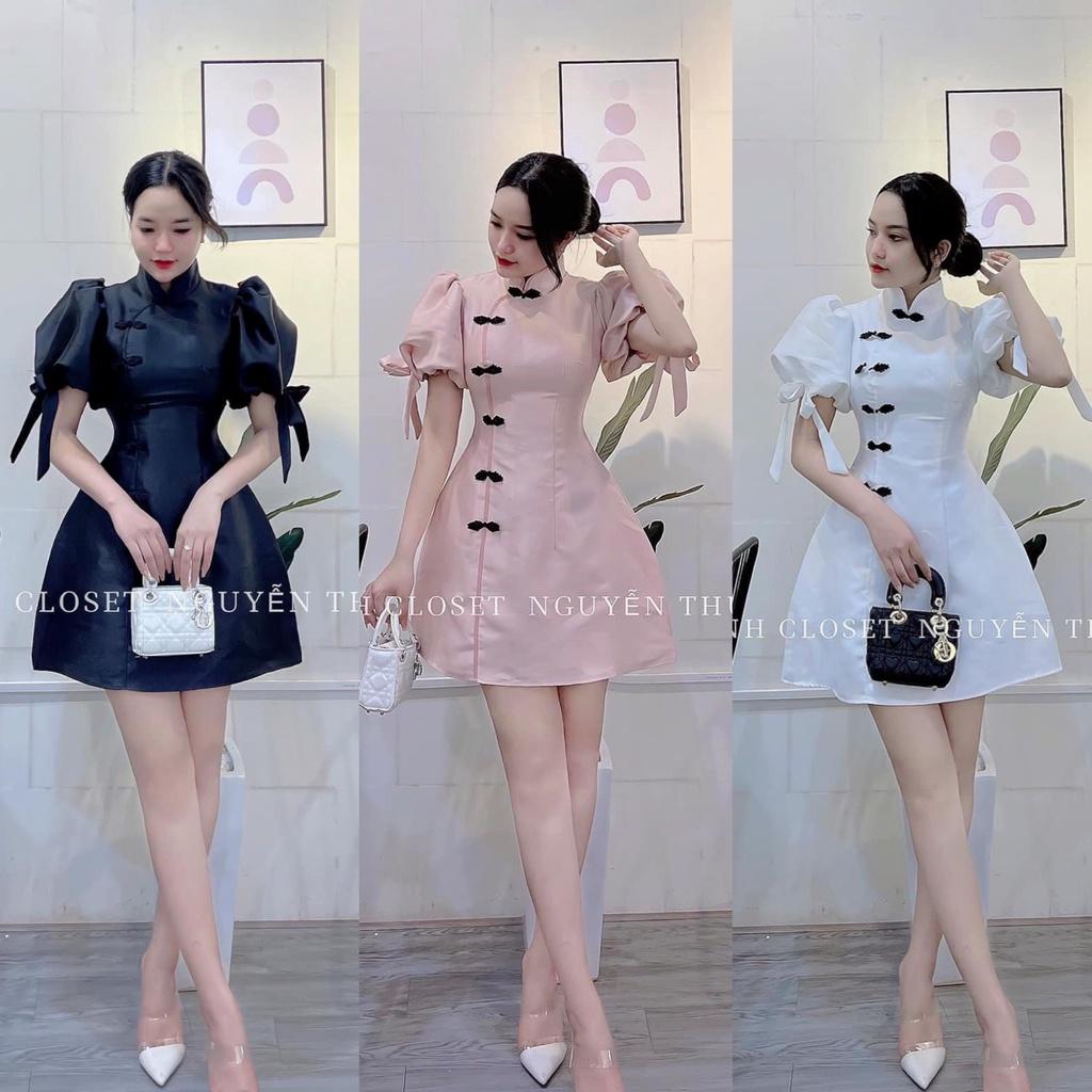 Đầm kiểu nữ cổ tàu sườn xám Trung Hoa phá cách duyên dáng tự tin dạo bước DS