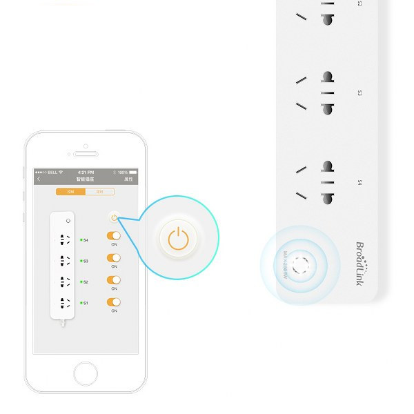 Ổ điện thông minh Broadlink MP1 điều khiển bật tắt qua wifi internet - Hàng nhập khẩu