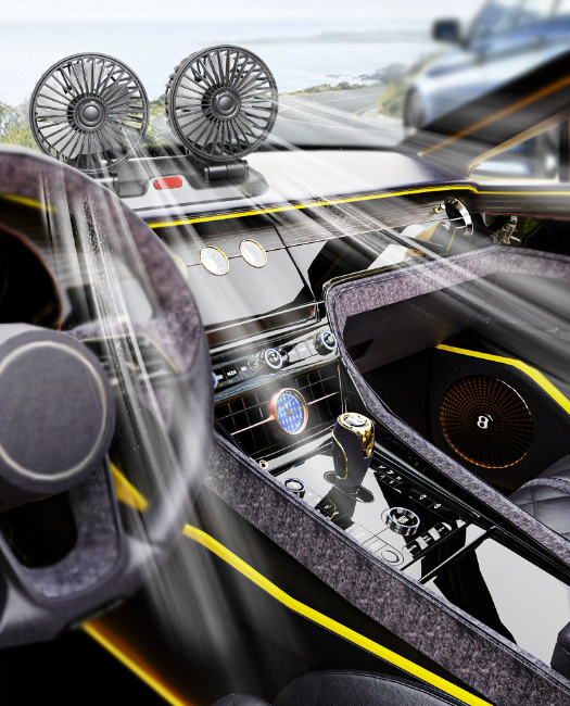 Quạt đôi cho xe oto xoay 360 độ hàng đẹp cao cấp công suất 5W phù hợp mọi loại xe (Tặng kèm quà ngẫu nhiên)