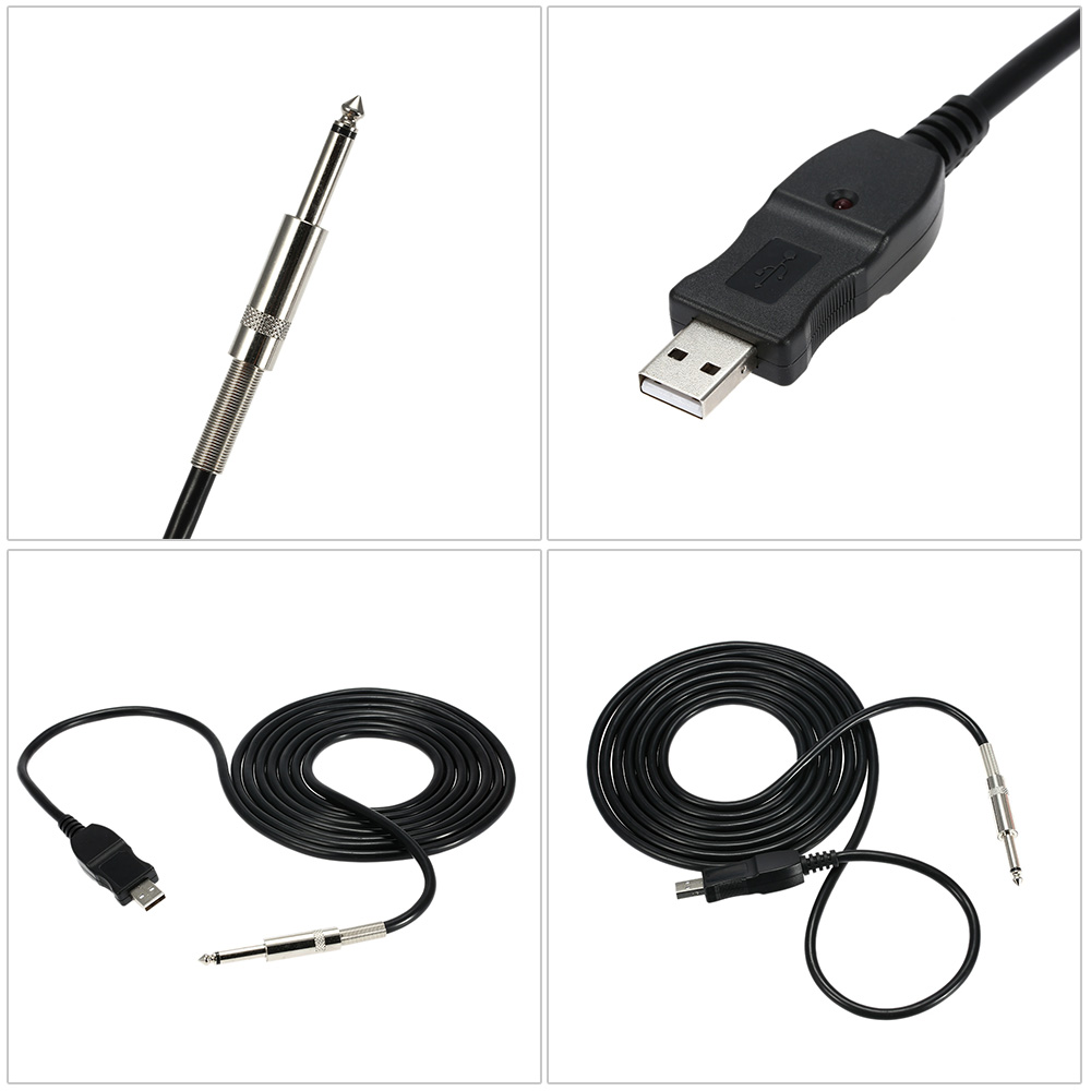 Cáp Chuyển Đổi Kết Nối USB Guitar Bass Mới 1/4 '' 6,3mm Cho PC / Mac Ghi Âm 3m