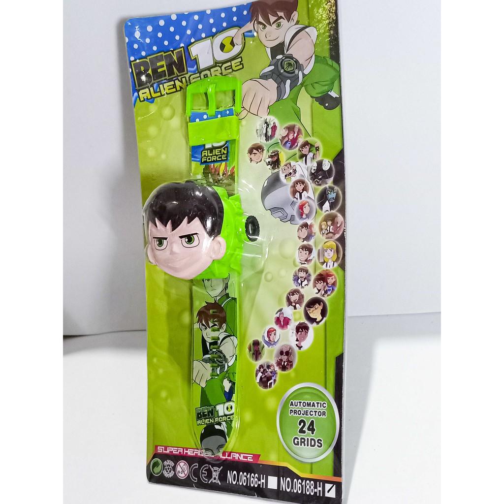 (KÈM PIN) Đồ chơi đồng hồ ben 10 chiếu 24 hình khác nhau, đồ chơi đồng hồ đeo tay chiếu hình Ben Ten