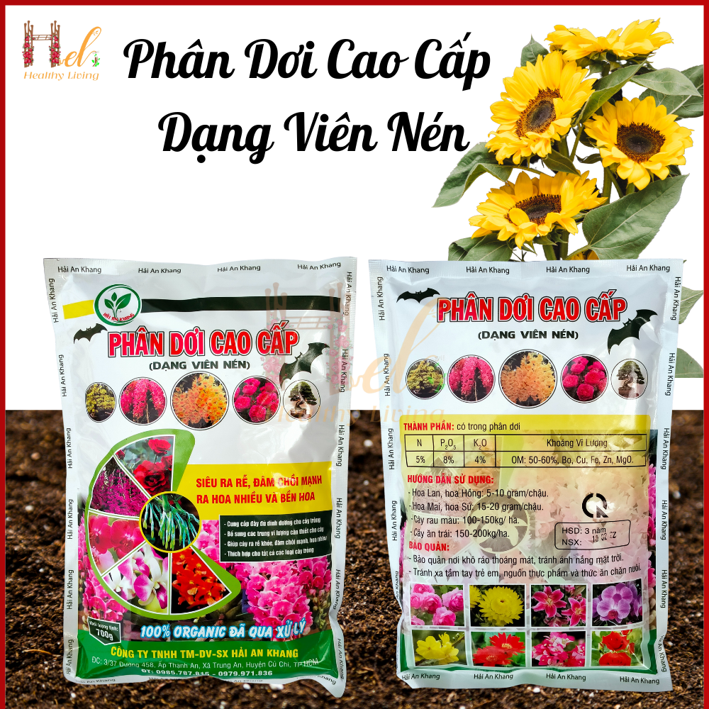 Phân Bón Phân Dơi Cao Cấp Dạng Viên Nén Siêu Ra Rễ, Đâm Chồi Mạnh, Ra Hoa Nhiều Gói 700gr