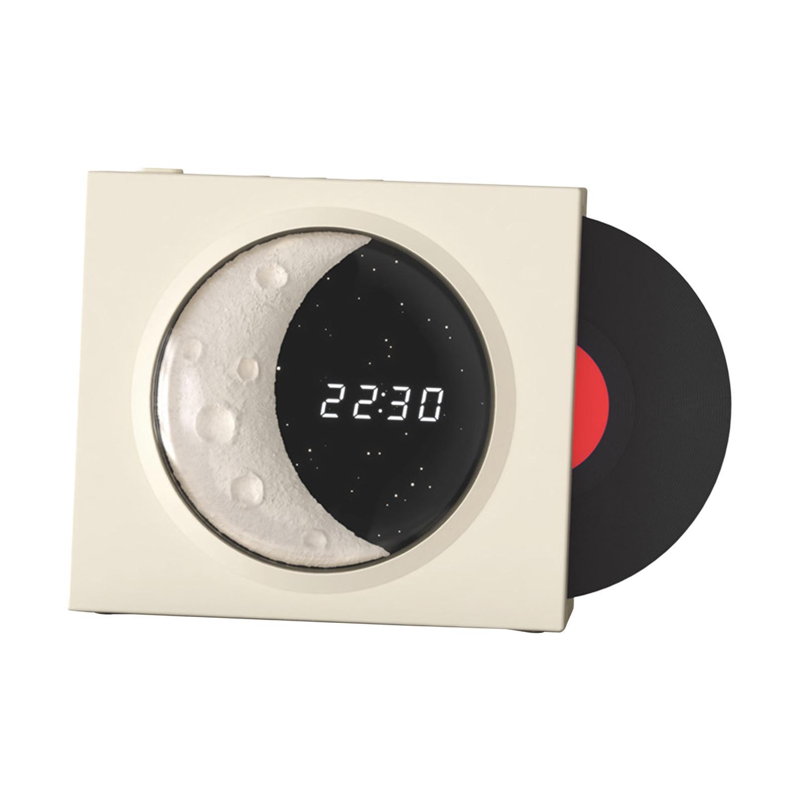 Vinyl Player Speaker, Speaker with Clock HiFi Sound Night Light Sound Box 360° Stereo Sound Vintage Portable Speaker for Home, Office, Party