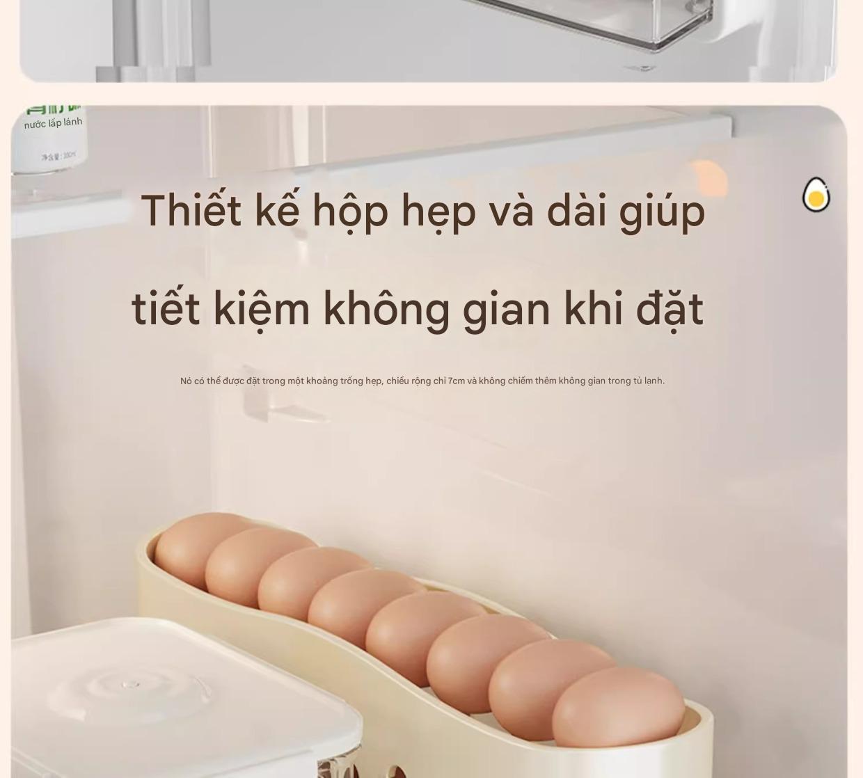 Hộp đựng trứng lăn thông minh – Kệ để trứng chuyên dụng cho cửa tủ lạnh, hộp bảo quản trứng tiện lợi, giúp sắp xếp gọn gàng, giữ trứng tươi lâu