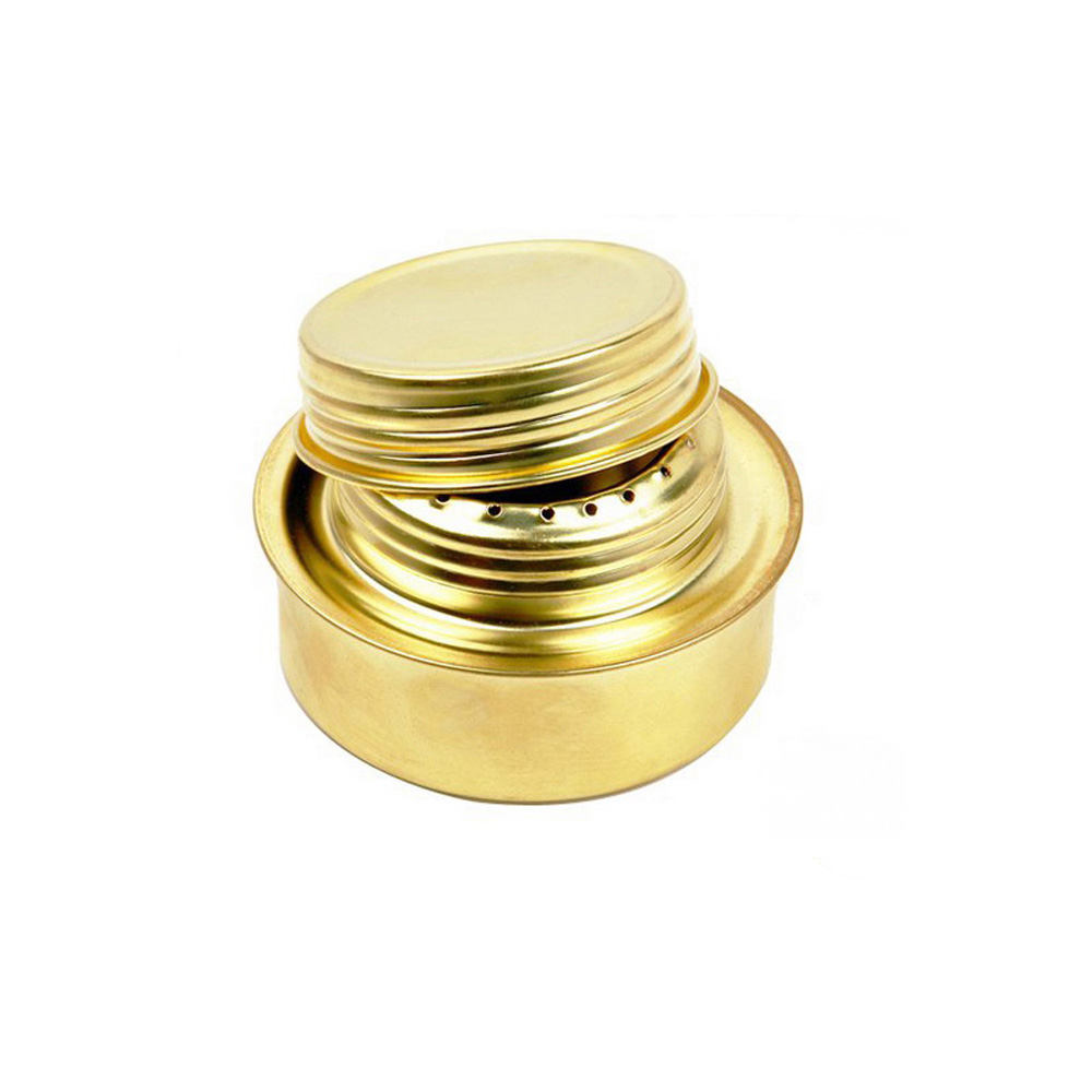 Bếp cồn ngoài trời Mini bằng đồng có nắp đậy bảo vệ