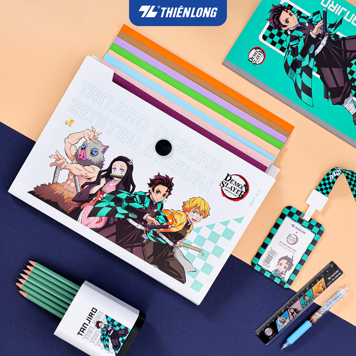 Bìa 8 ngăn hồ sơ tài liệu văn phòng - học sinh A4 Thiên Long Demon Slayer DF-006/DS