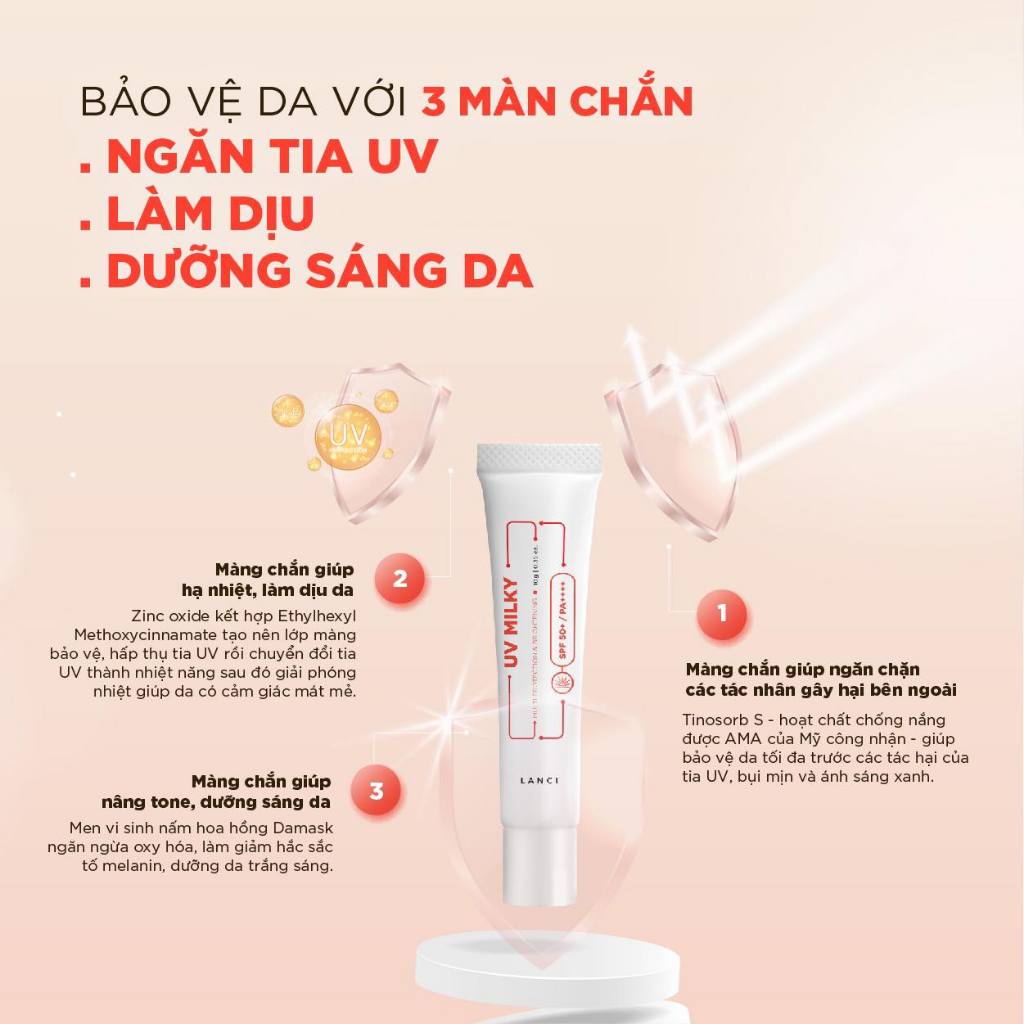 Sữa Chống Nắng Dưỡng Ẩm và Làm Sáng Da LANCI UV Milky Multi Protection & Brightening 50ml