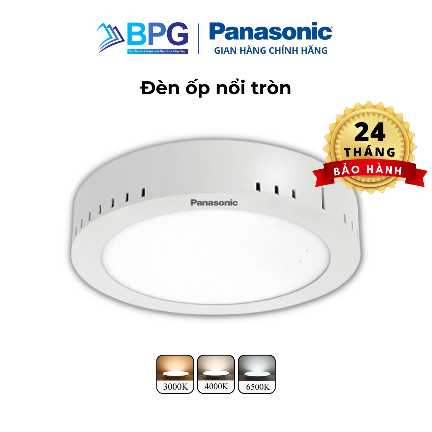 Đèn ốp trần nổi Tròn Panasonic Surface Mounted Công suất (6W, 12W, 18W, 24W), ốp trần ban công, ốp trần hành lang